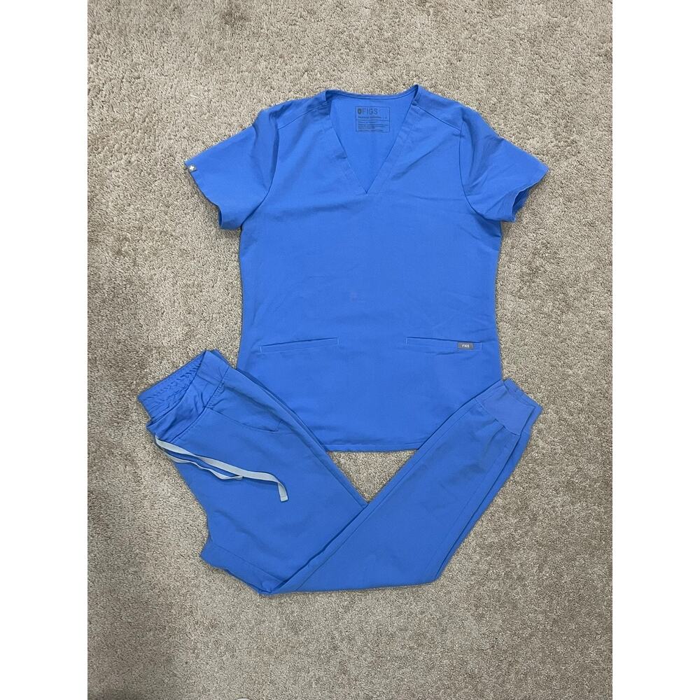 FIGS Technical Collection Women's Scrubs Set Blue Size Small Tall Pants / M Top